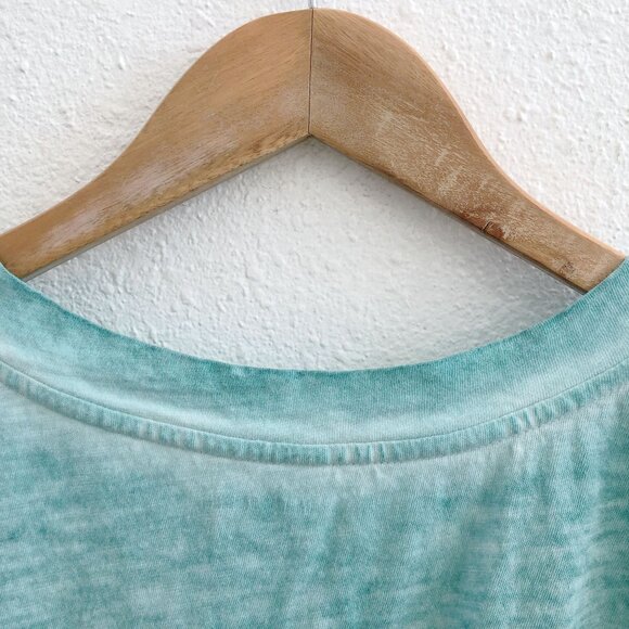 EILEEN FISHER Pigment-Dyed Organic Cotton V-Neck Tee in Aqua Size Medium - Picture 3 of 9